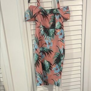 Tropical Print Off-Shoulder Dress